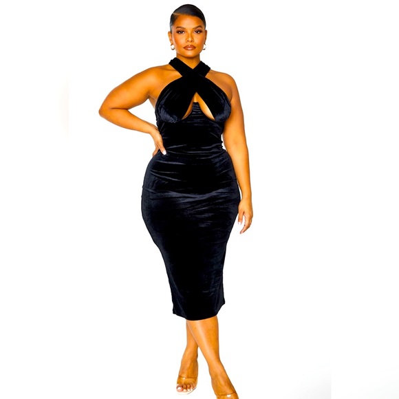 PLT Underwired Cross Front Midi Dress - Picture 1 of 2